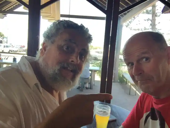 Joff and I, at the Byron Bach Beach Hotel in 2016