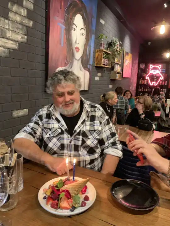 Joff the Birthday boy at a local restaurant in 2019 for his birthday