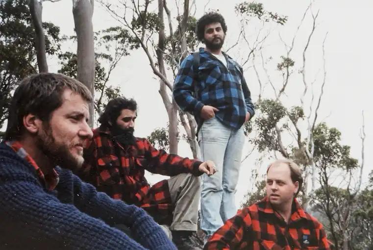 Andrew, Norm, Joff and third chap whose name escapes me right now on our Cradle Mountain Tasmania trip in the late 1980s